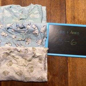 Aden and anais zip up footie one piece bodysuit 3-6 m.